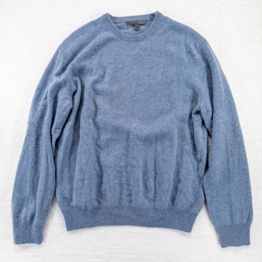 Old Navy Mens Cashmere Sweater XL Blue Crew Neck Pullover Long Sleeve Classic
